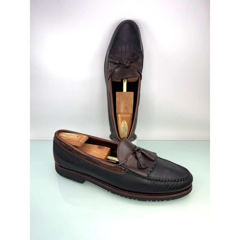 Allen Edmonds Nashua Tassel Loafers Brown Black Kiltie Pebbled Leather Men 13B